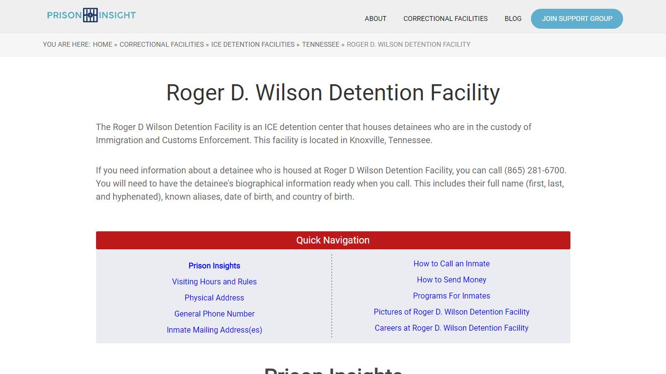 Roger D. Wilson Detention Facility - Prison Insight