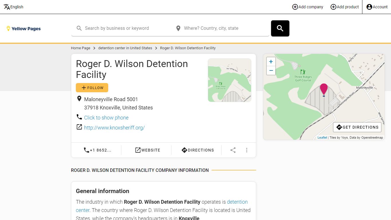 Roger D. Wilson Detention Facility Detention Center - Maloneyville Road ...